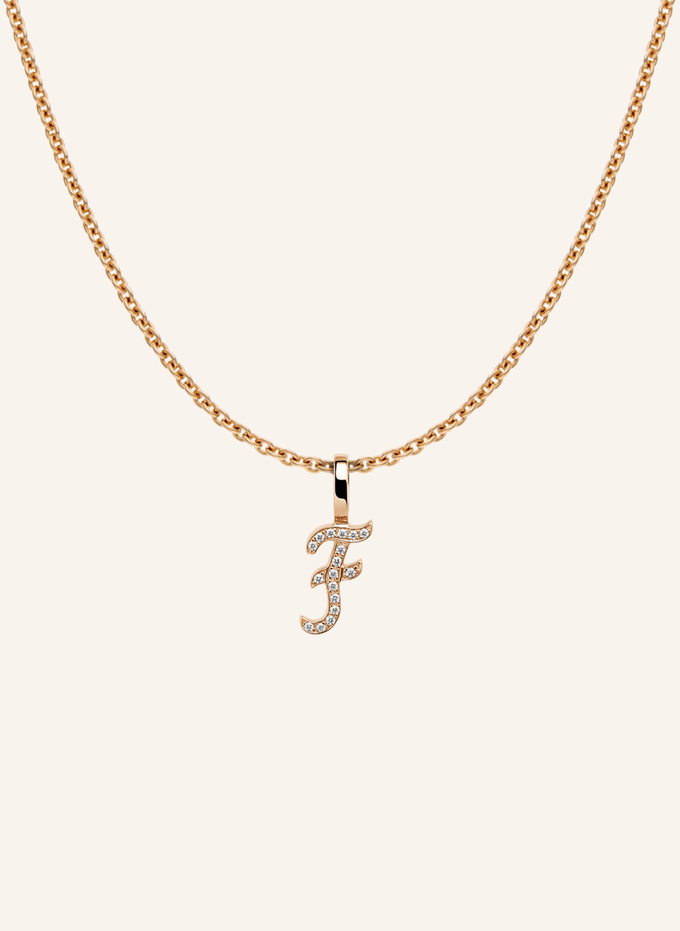 CADA Kette TINY DIAMOND LETTER F