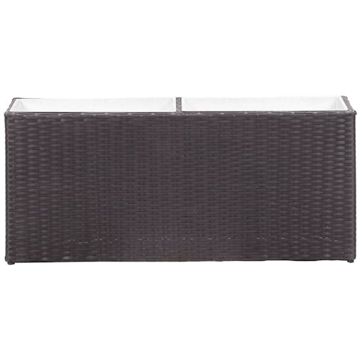 NNEVL Garden Raised Bed with 2 Pots 90x20x40 cm Poly Rattan Black