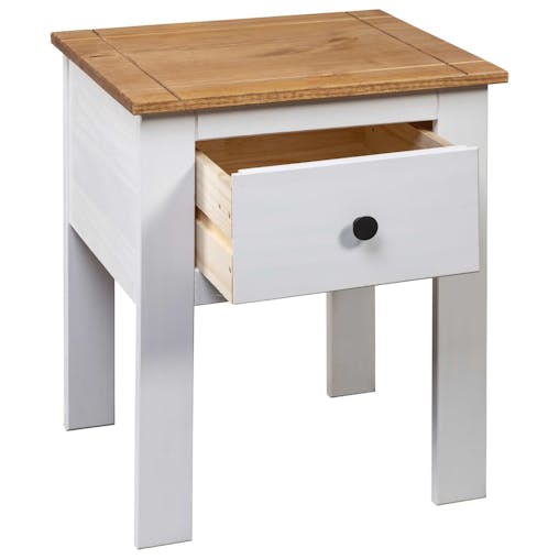 NNEVL Bedside Cabinet White 46x40x57 cm Pine Panama Range