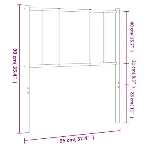 NNEVL Metal Headboard Black 90 cm
