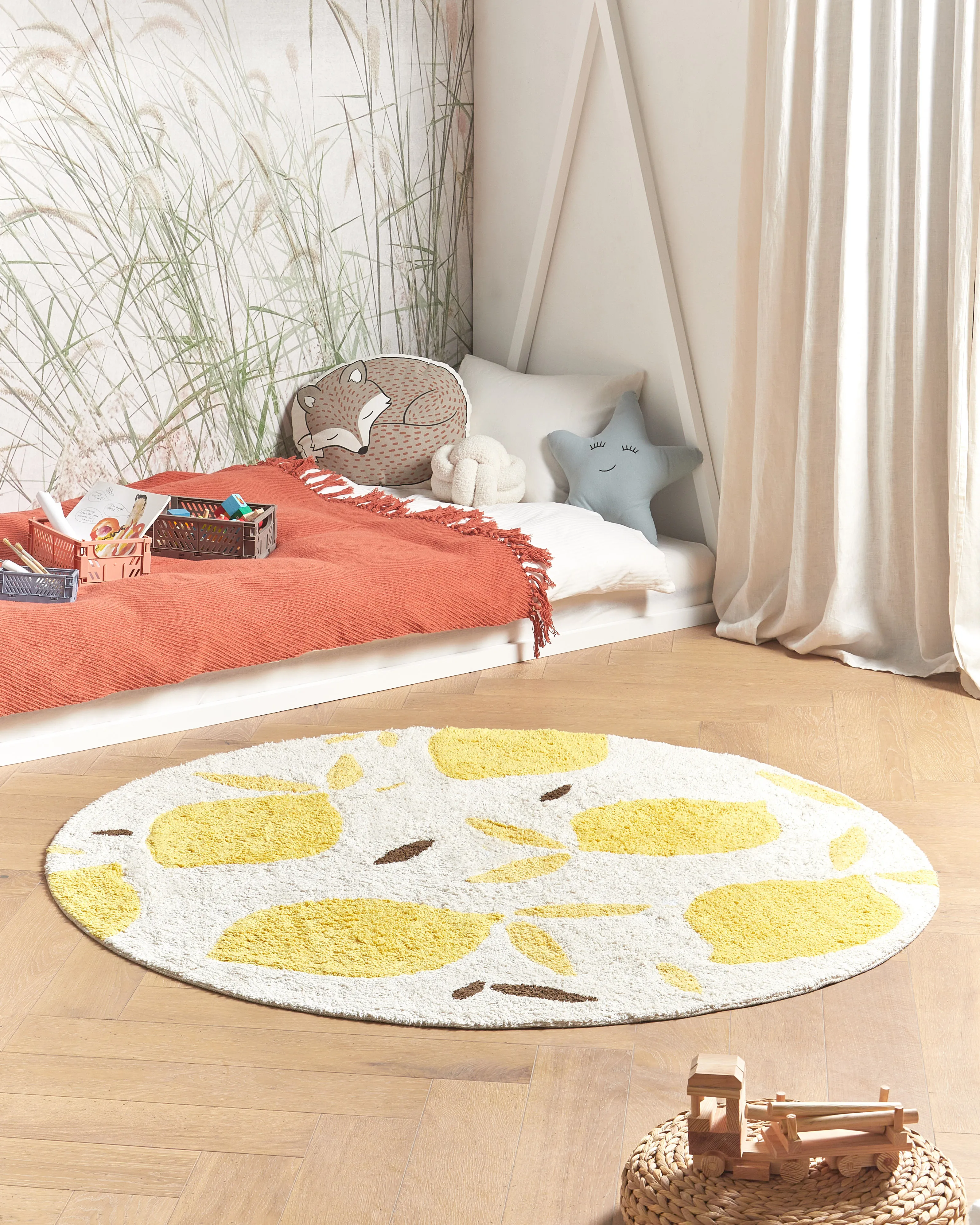 Kids Rug MAWAND Beige ? 140 cm Cotton