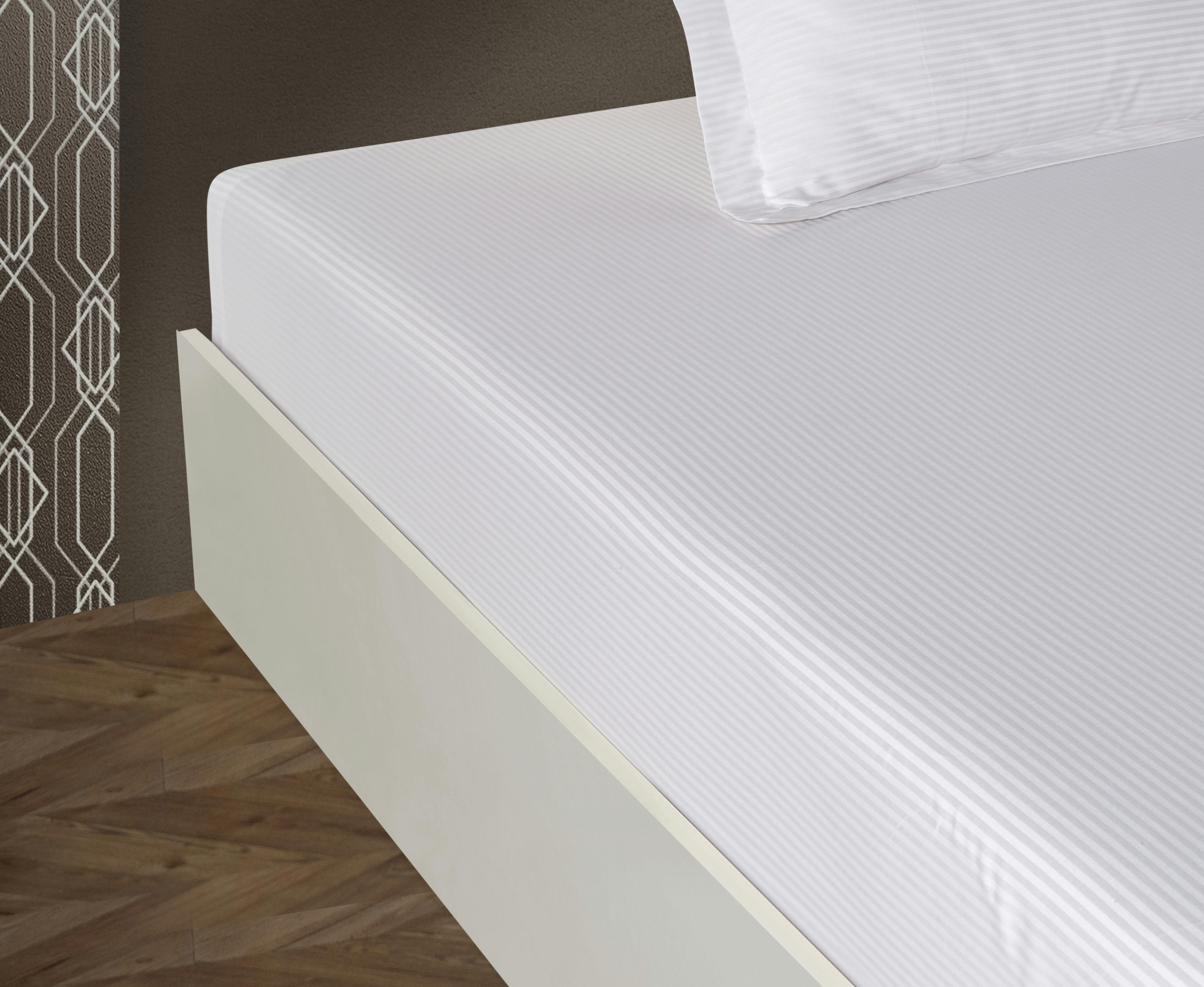 SATIN RAYEE - Drap plat satin de coton rayé 270x300 cm