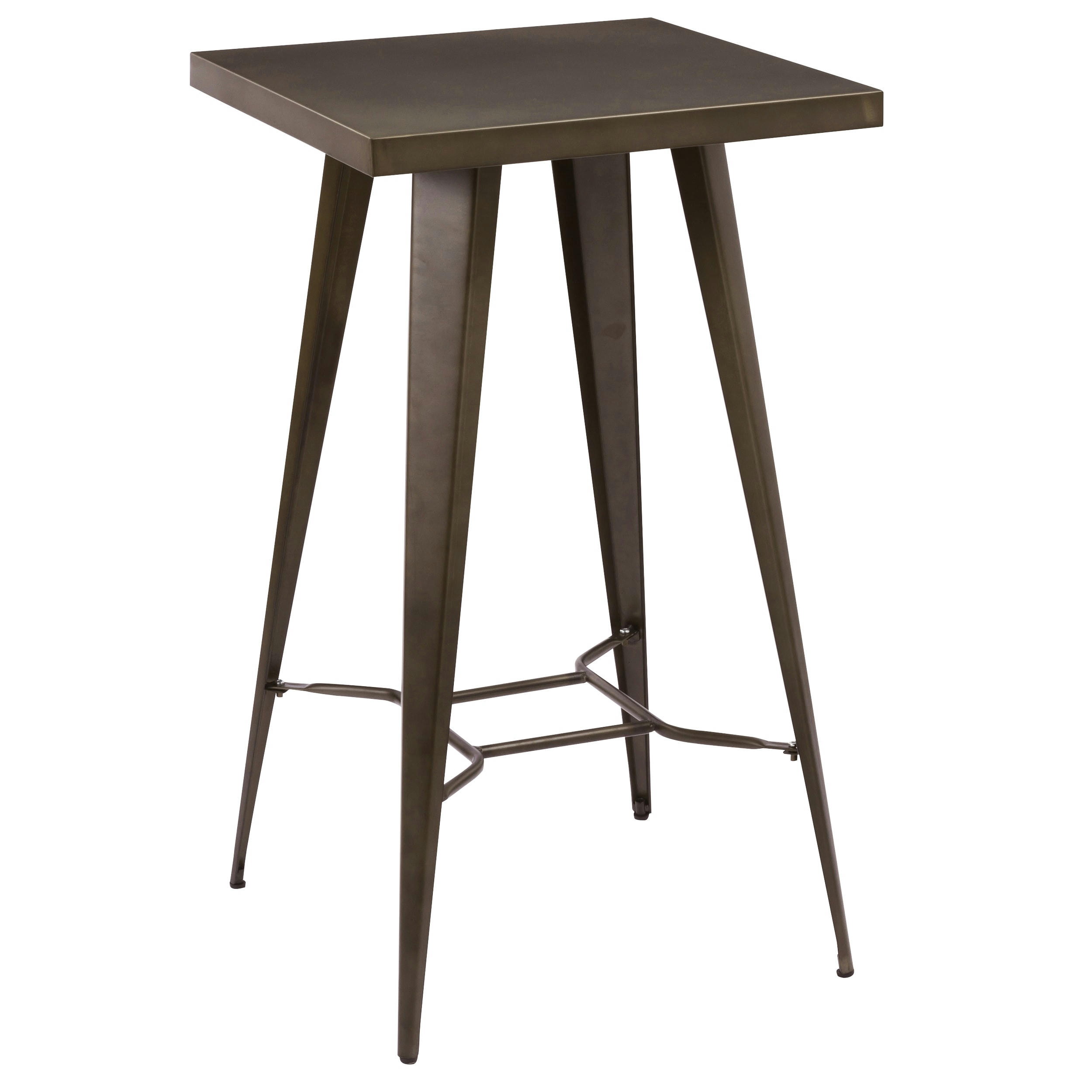 INDUS - Table de bar carrée 2 personnes en métal gris métallisé 60 cm