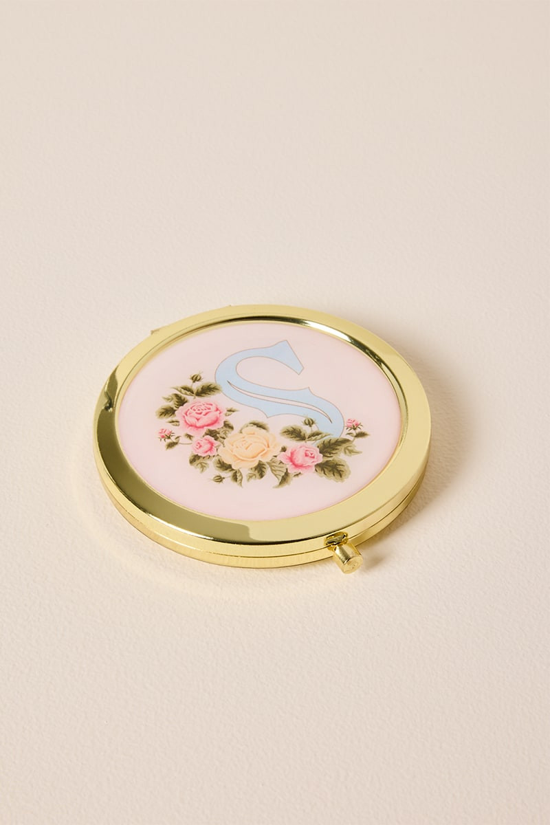 Floral Initial Compact Mirror
