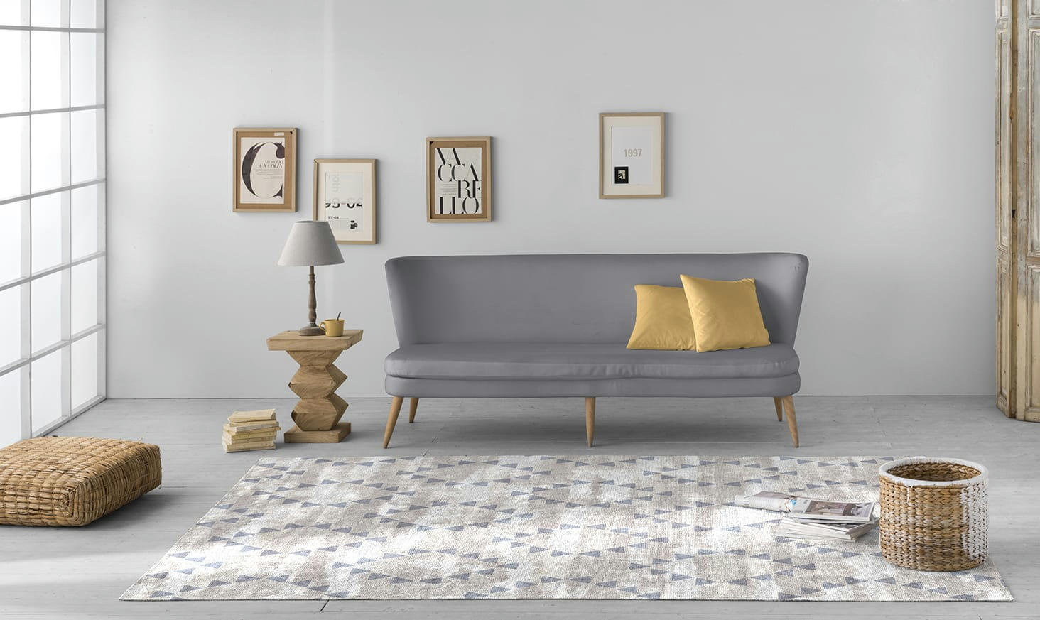 HELMI - Tapis décoratif en coton en impression digital beige 160x230 cm