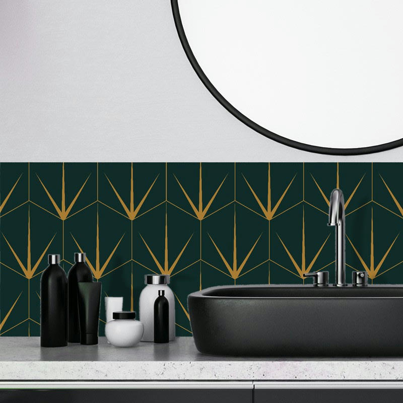 OLD LINE - Bandeau PVC lot de 2 : L 70cmxH 30cm Vert Art Deco Scandinave