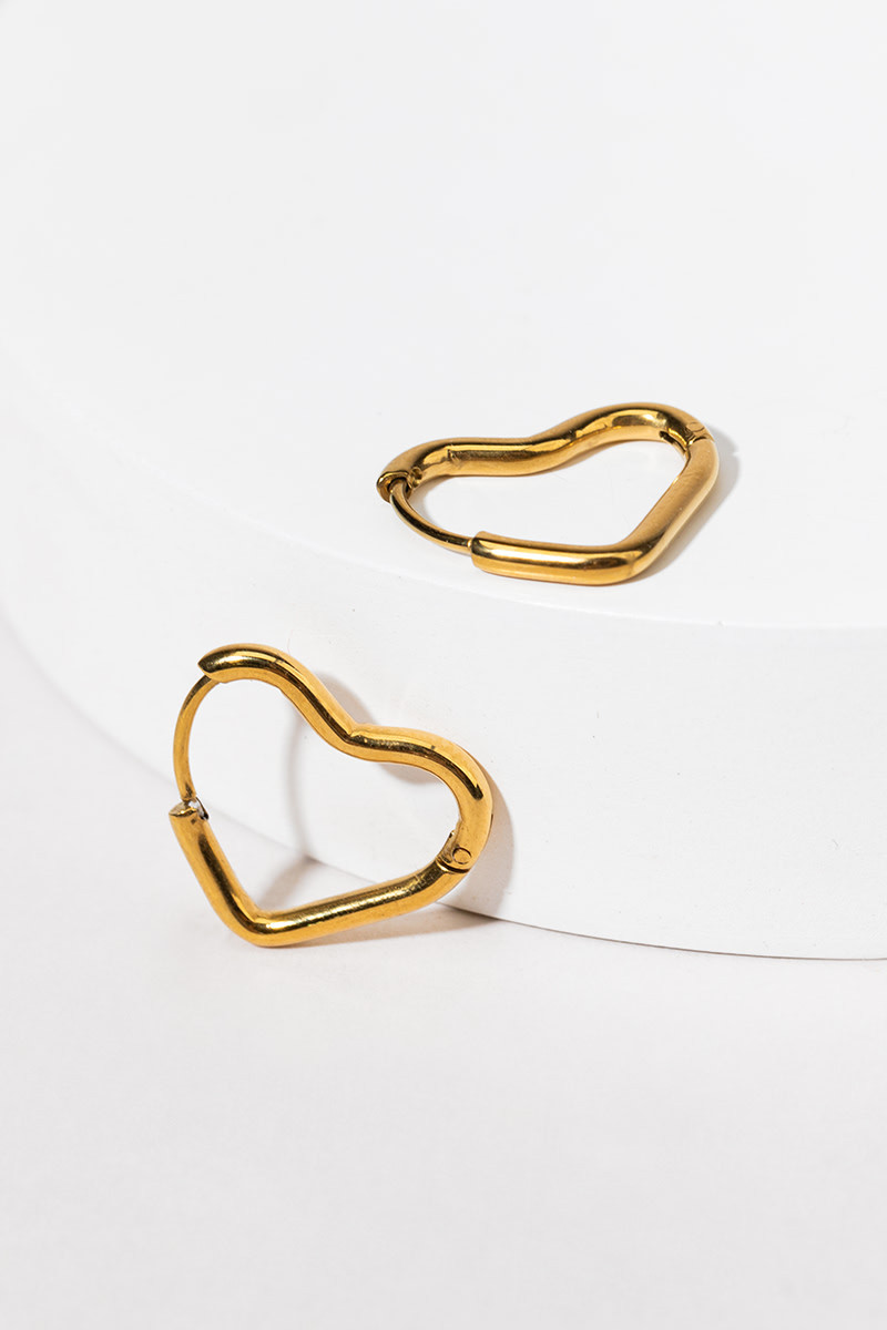 Carolyn Stainless Steel Heart Huggie Earrings