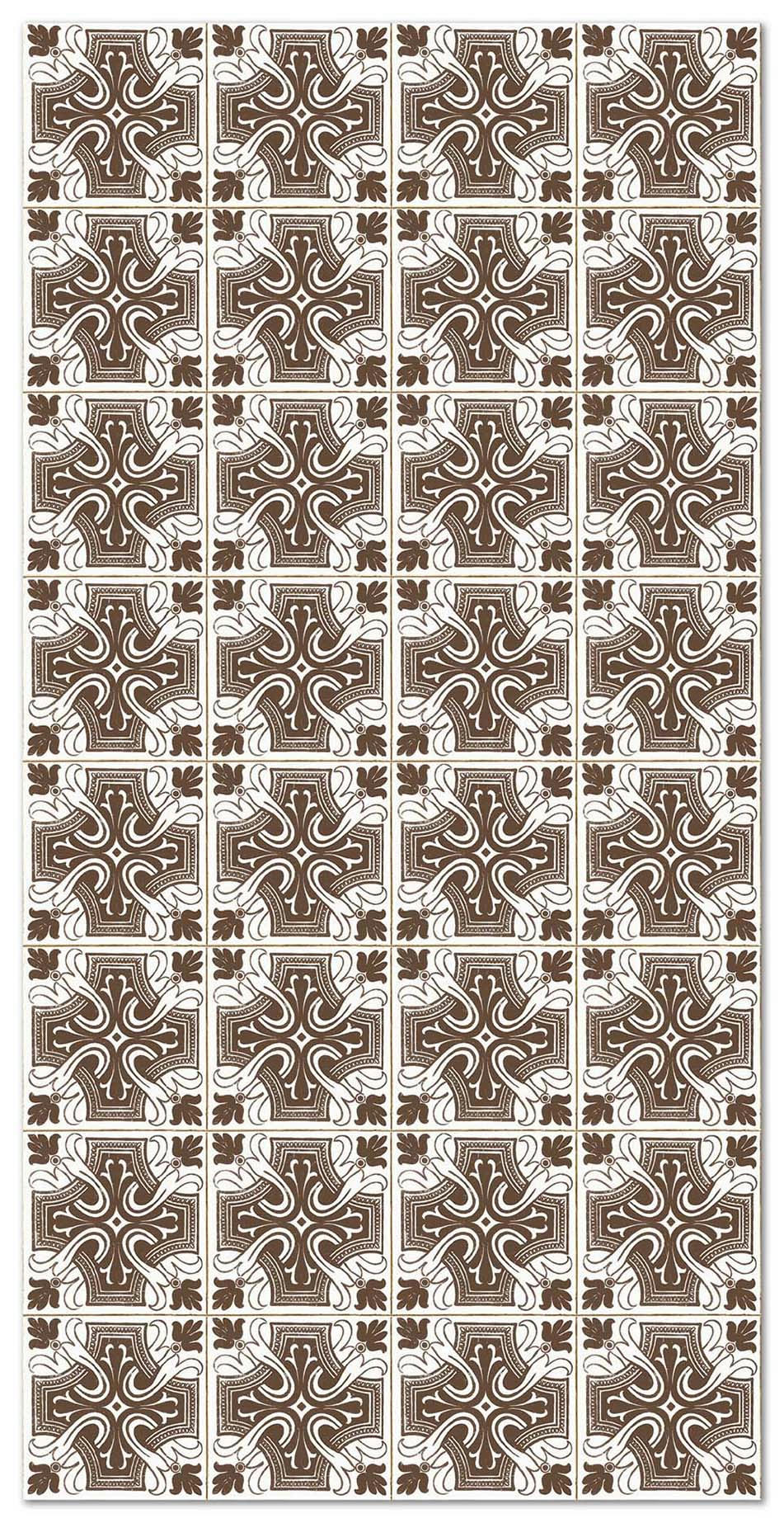 ALFOMBRAS AZULEJOS - Tapis vinyle carreaux ciments salamanque brun 120x160cm