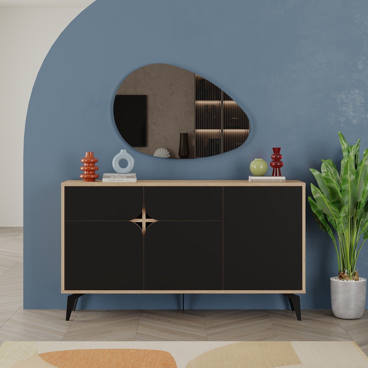 Calicosy - FLORA Dressoir 3 deuren - H79,3 cm - Licht hout