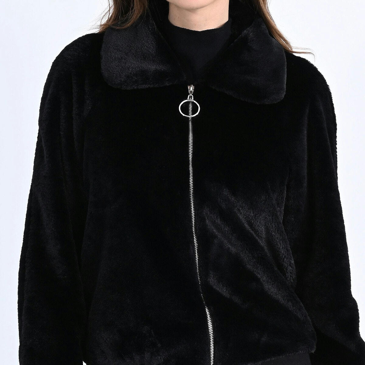 Veste zippée imitation fourrure