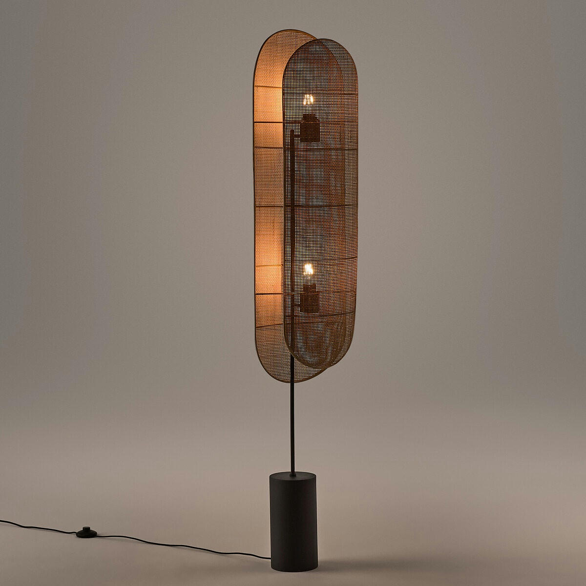Lampadaire métal acier et cannage, Lola