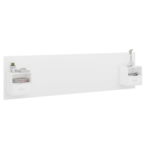 NNEVL Bed Headboard with Cabinets White Engineered Wood