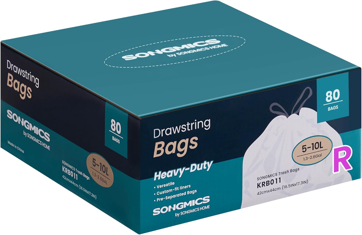 SONGMICS Trash can garbage bags, drawstring kitchen garbage bags, pre-sorted