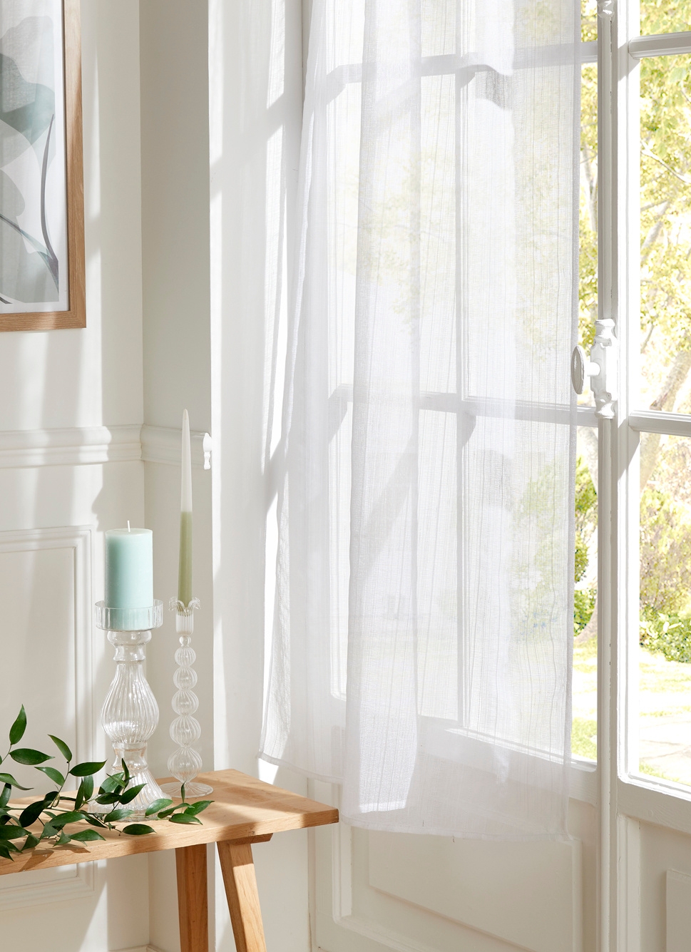 VITRAGE FINES RAYURES PITY BLANC