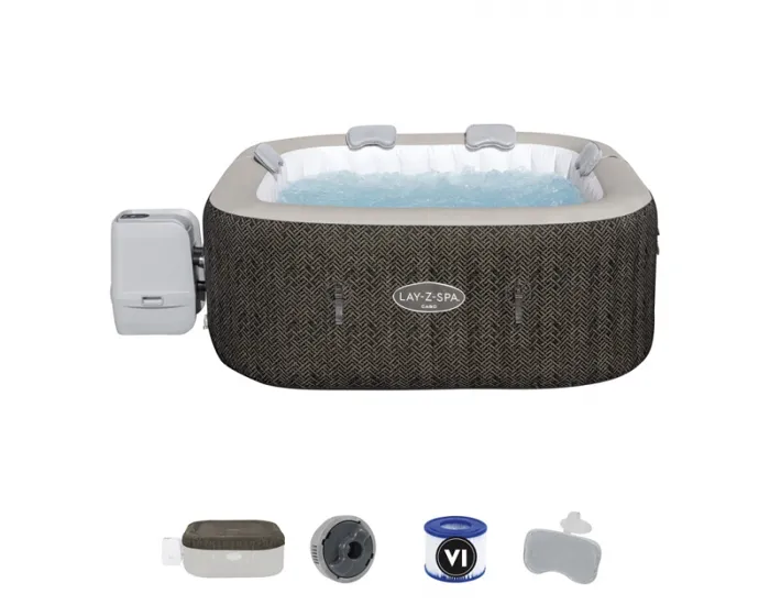 BESTWAY Lay-Z-Spa Cabo Hydrojet Square Inflatable Spa: 180 x 180 x 71 cm4-6 140 Airjet™4 Hydrojet™
