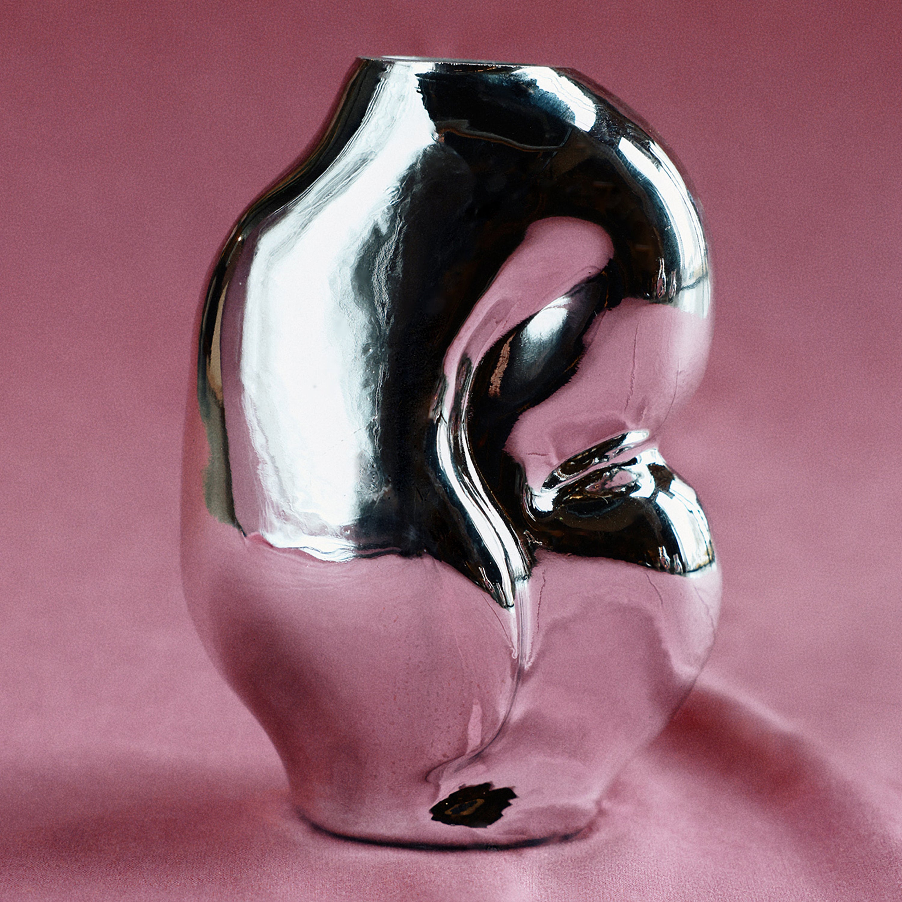 HKliving Gleam Glass Vaas Small - Chrome