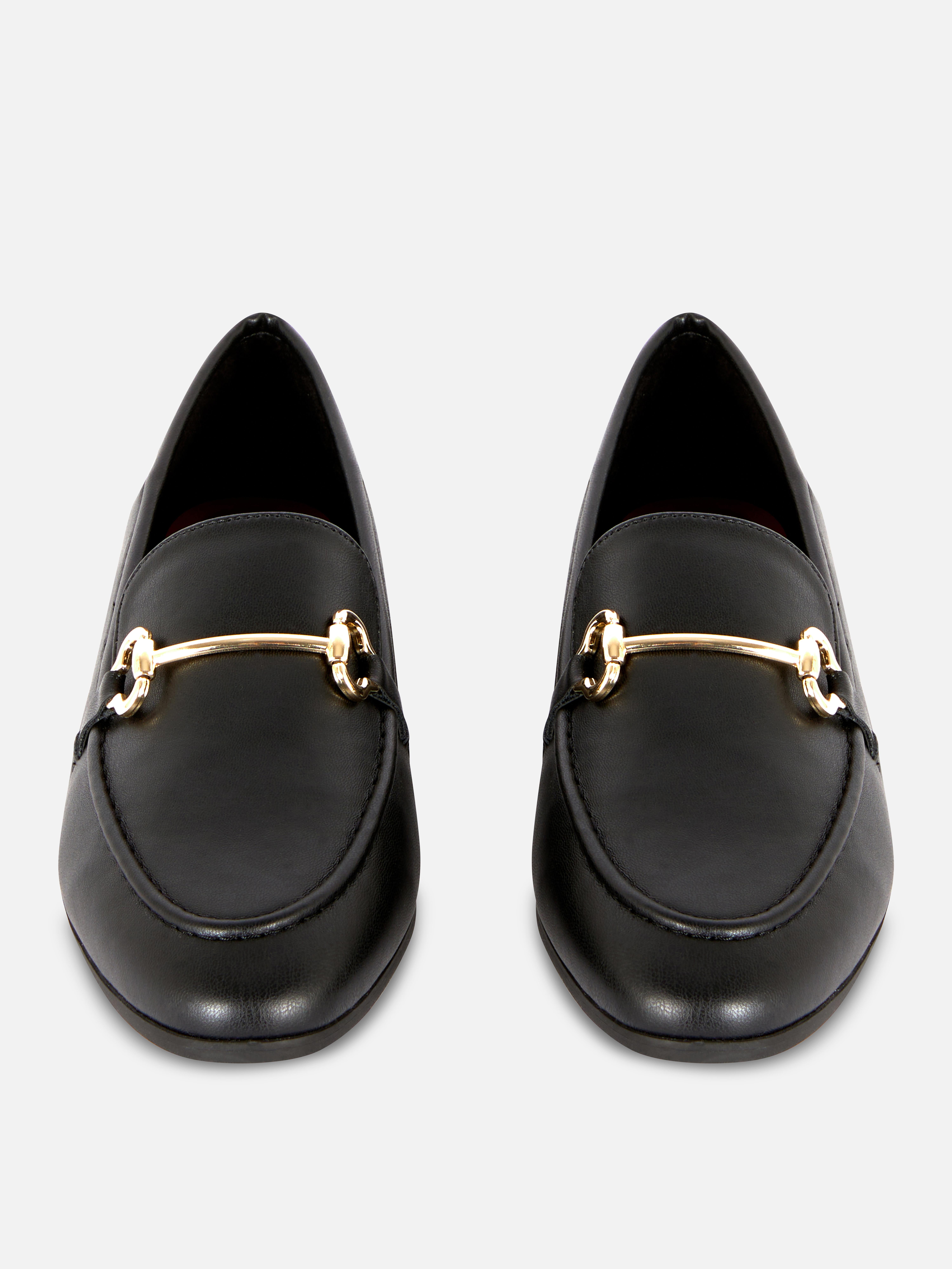 Faux Leather Buckle Loafers