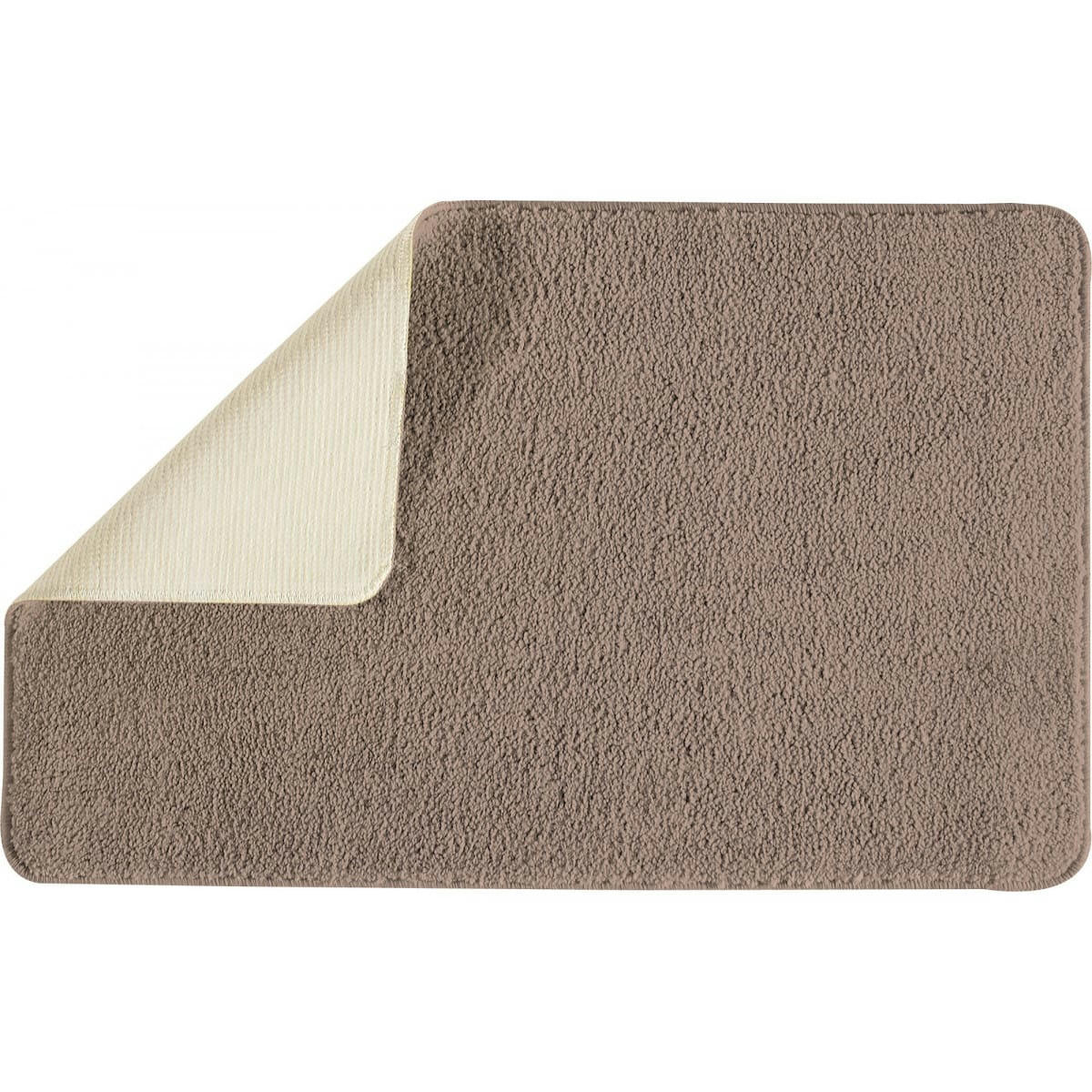 POLYNESIE - Lot de 2 tapis de bain polyester  50x80cm +  contour taupe