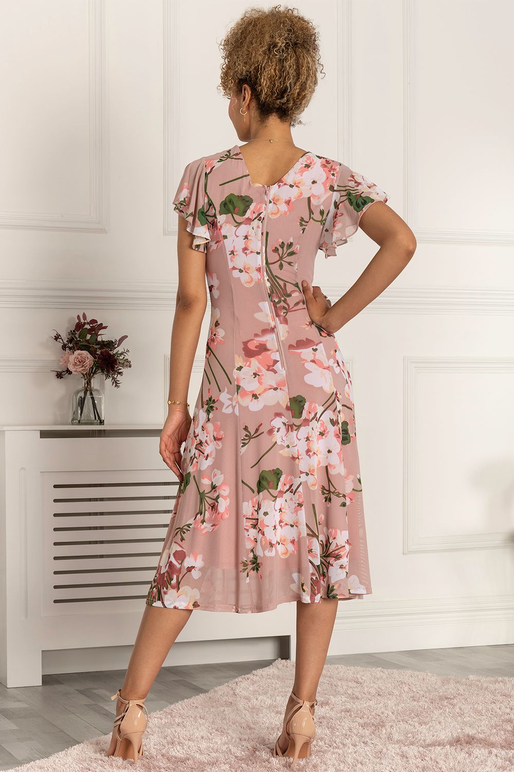 Jolie Moi Essie Fit & Flare Mesh Dress