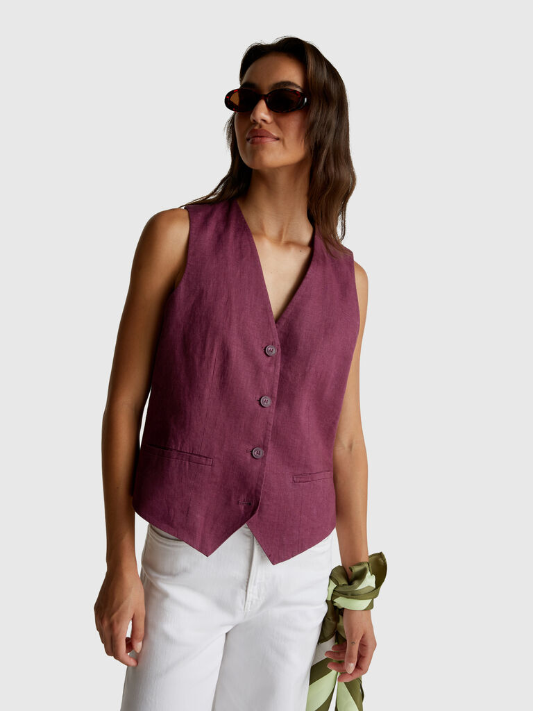 Pure linen vest