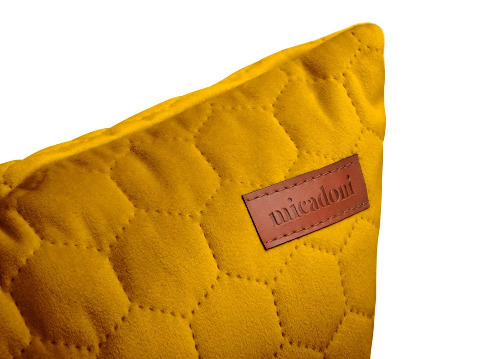 DONA - Coussin en tissu velours jaune 36x36x16cm