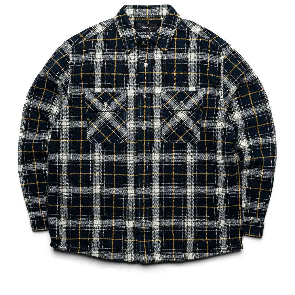 Purple Brand Plaid Flannel Shirt - Black