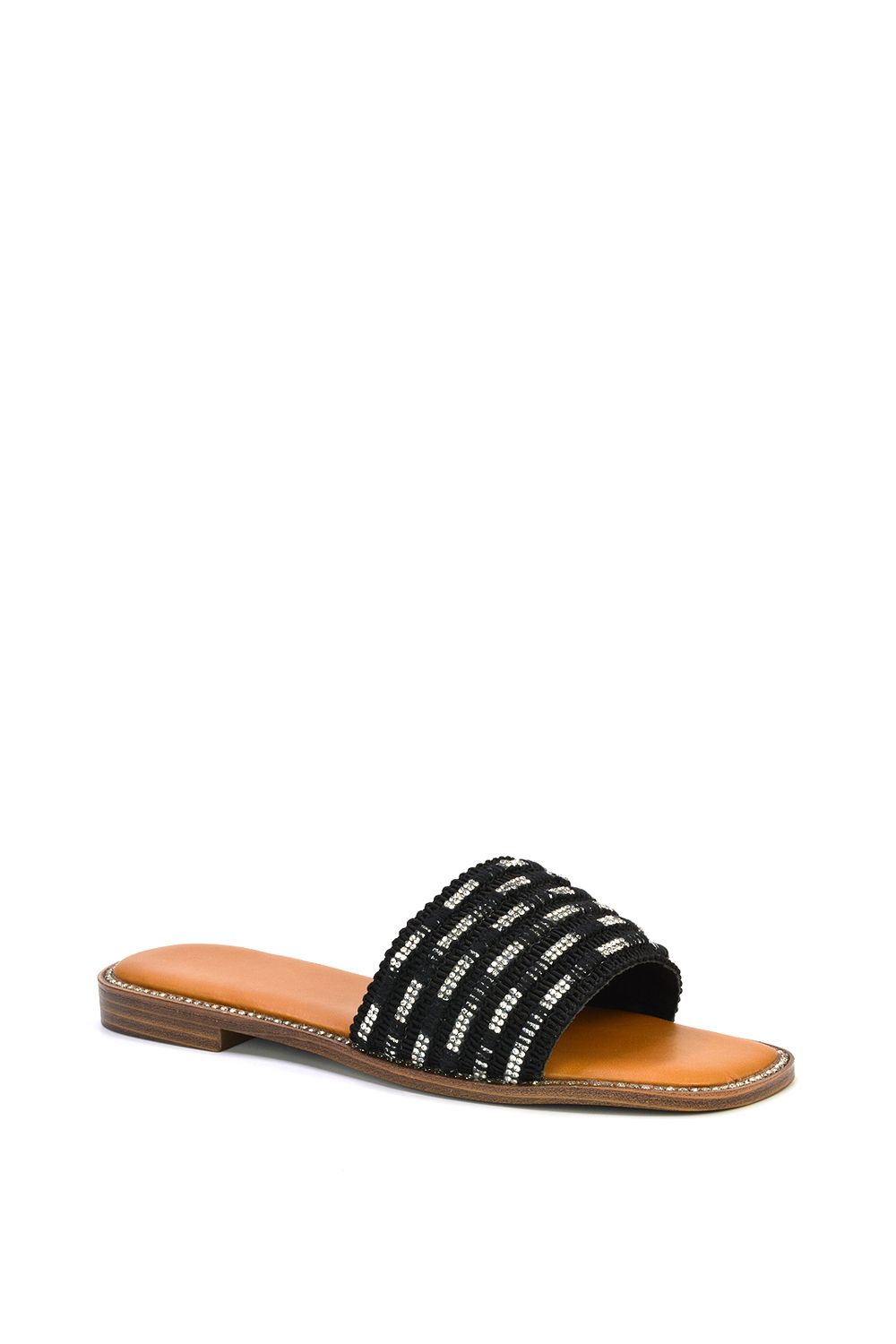 XY London Alba' Diamante Woven Strap Slider Sandals
