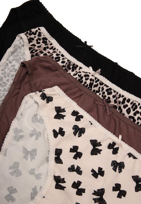 Womens 4pk Brown Bow High Cut Briefs