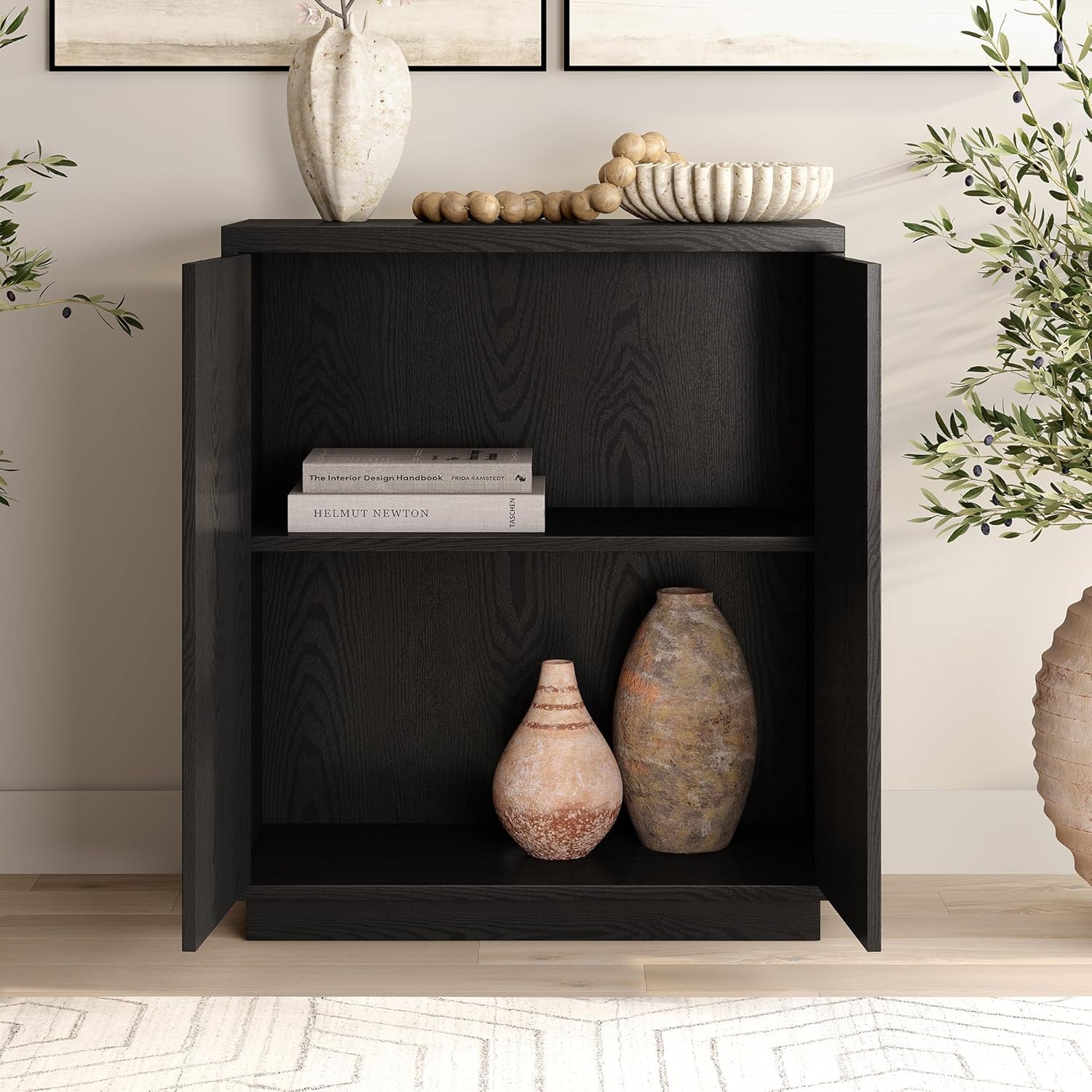Henn&Hart Alston Accent Cabinet, 28 Wide, Black Grain