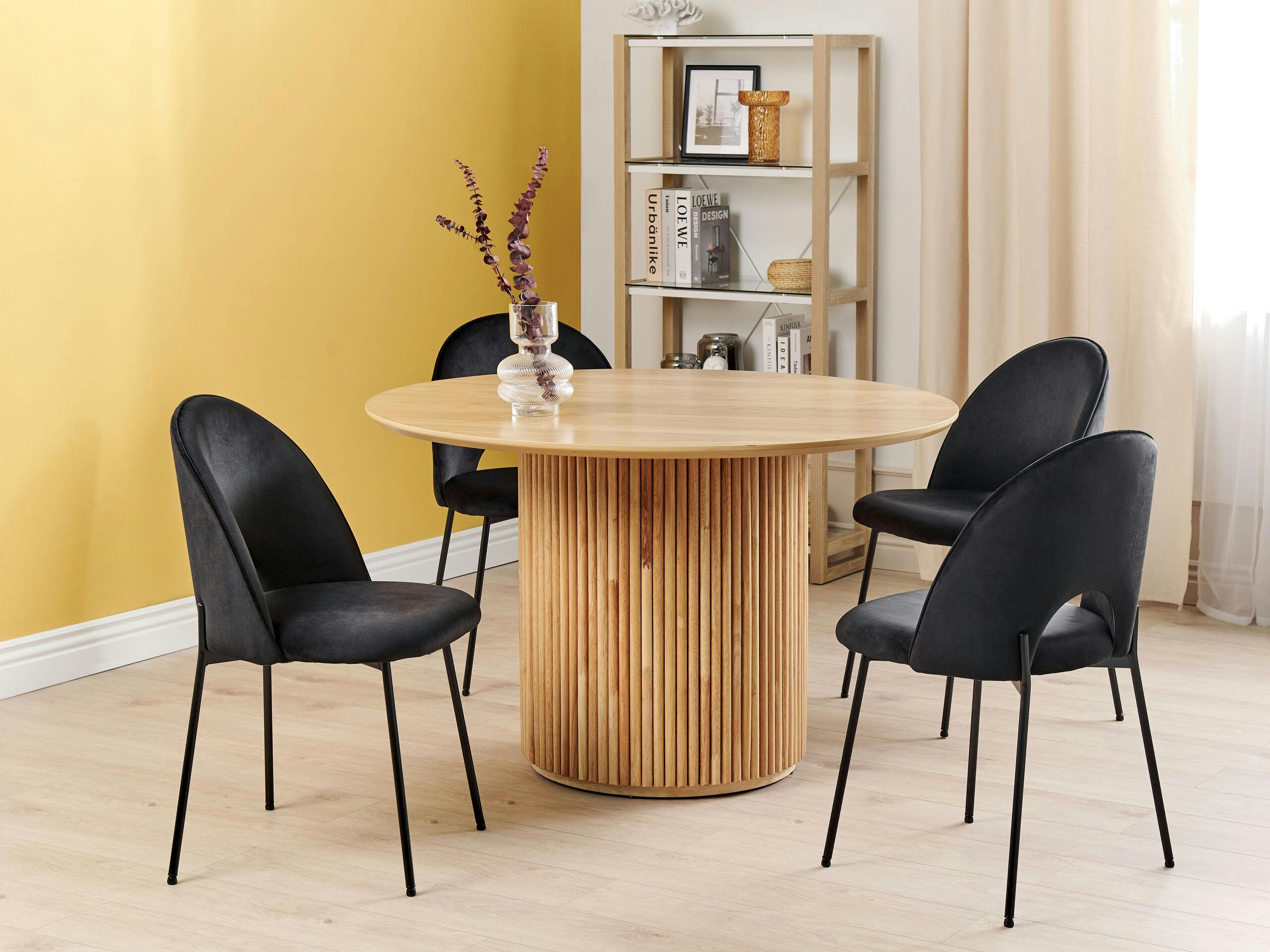 COVELO - Lot de 2 chaises de salle à manger en velours noir