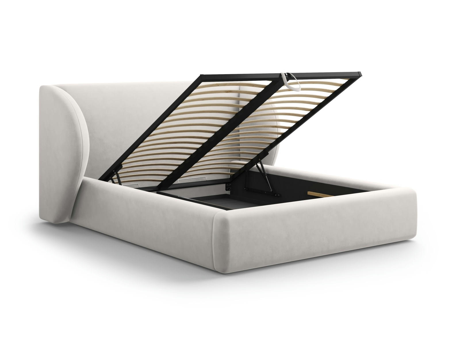 MILEY - Lit coffre avec tête de lit 160x200cm en tissu velours argent