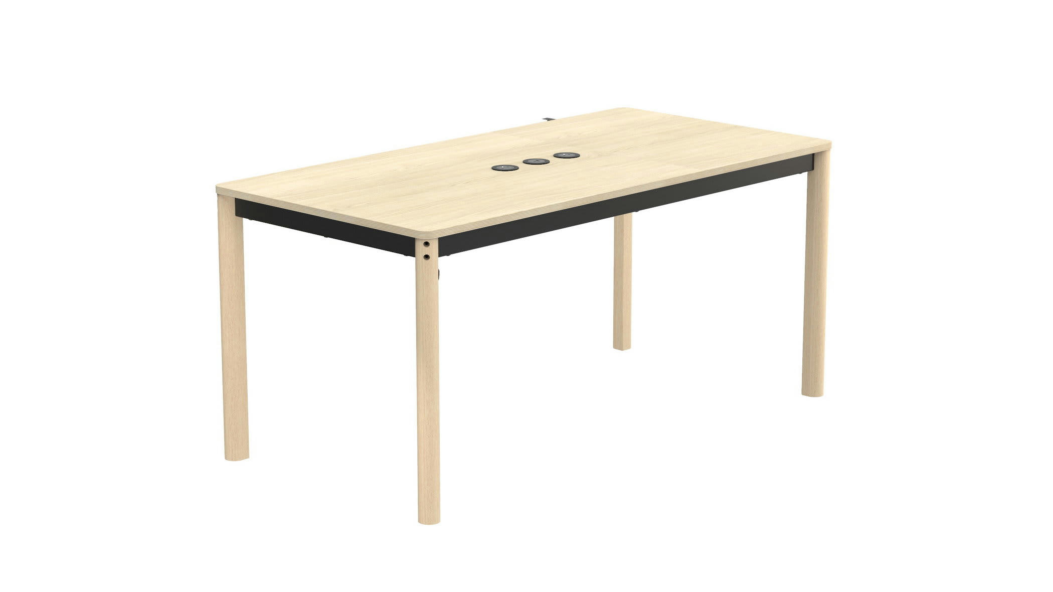 - Table de réunion 160x80 en hêtre 3 prises éléctriques