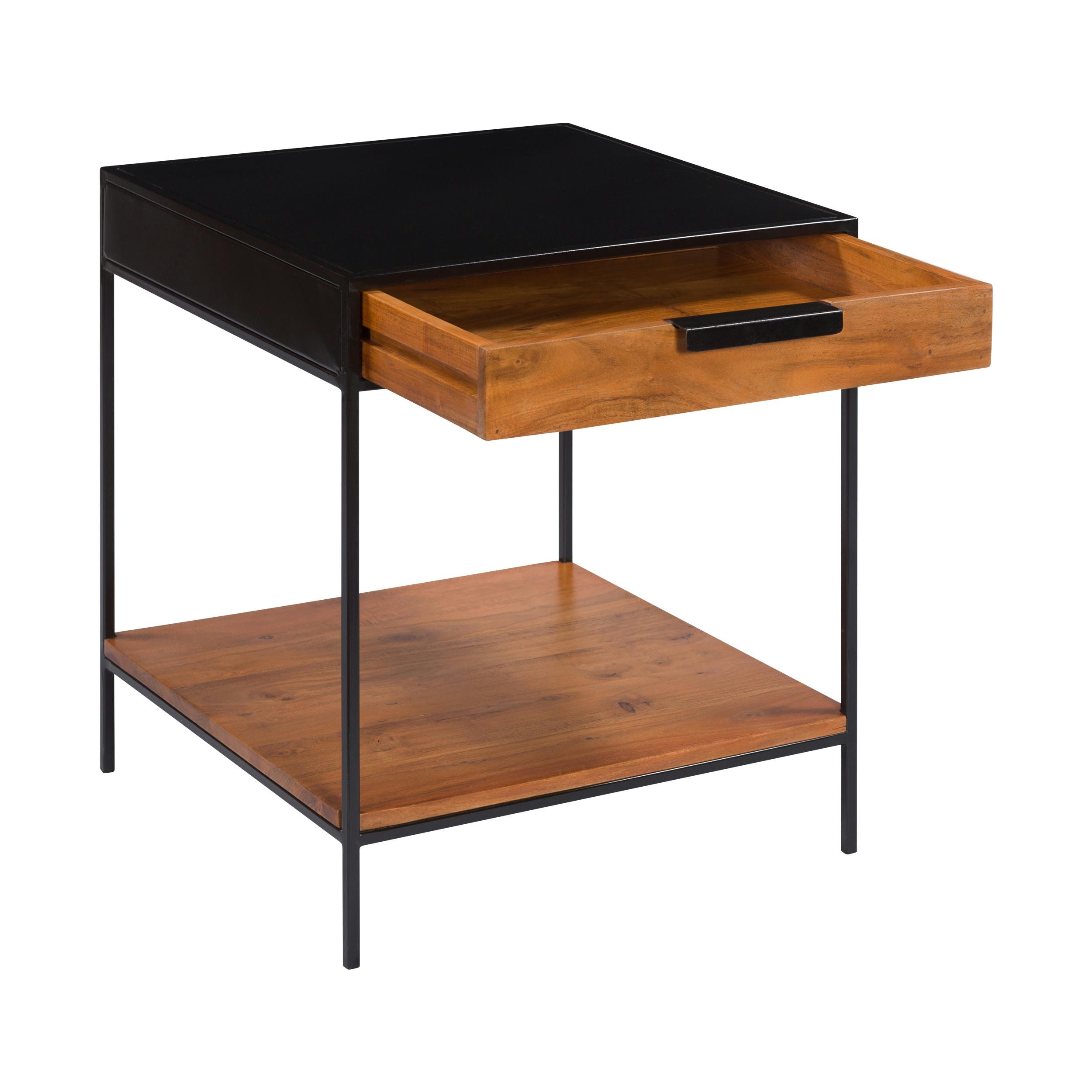 SALAMA - Table de chevet 1 tiroir en bois d'acacia et métal