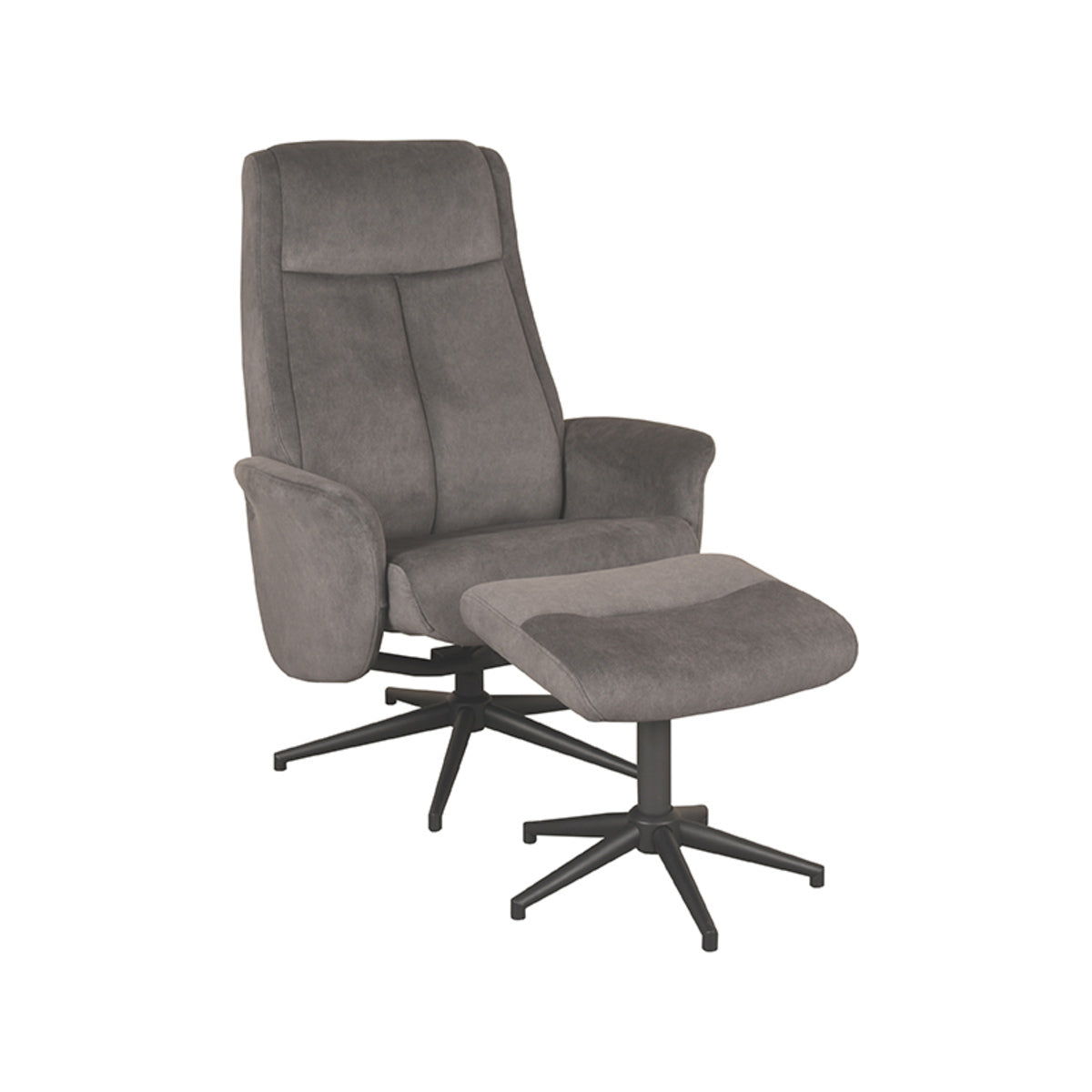 LABEL51 Relaxfauteuil Bergen - Antraciet - Draaibaar - Incl. Hocker