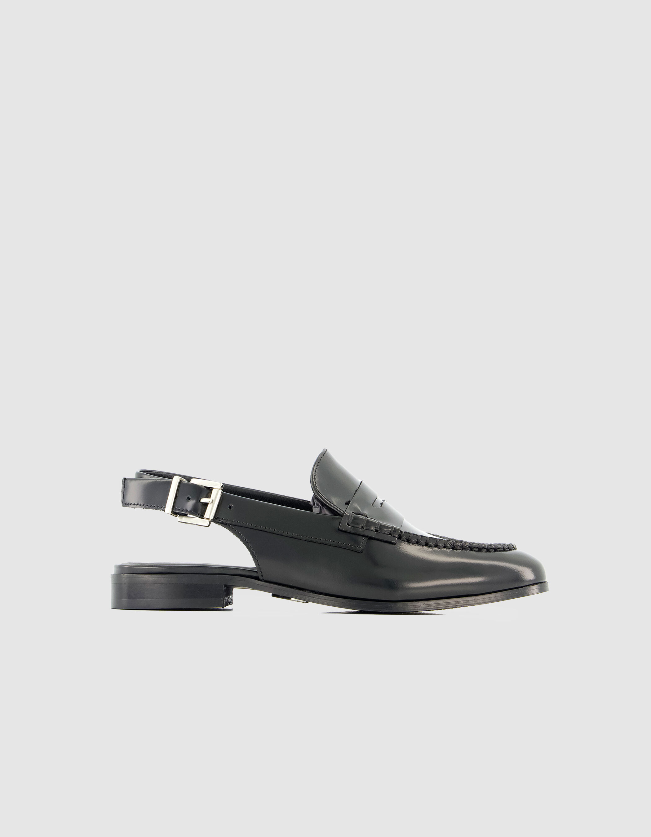 Mocassins slingbacks noirs cuir Femme