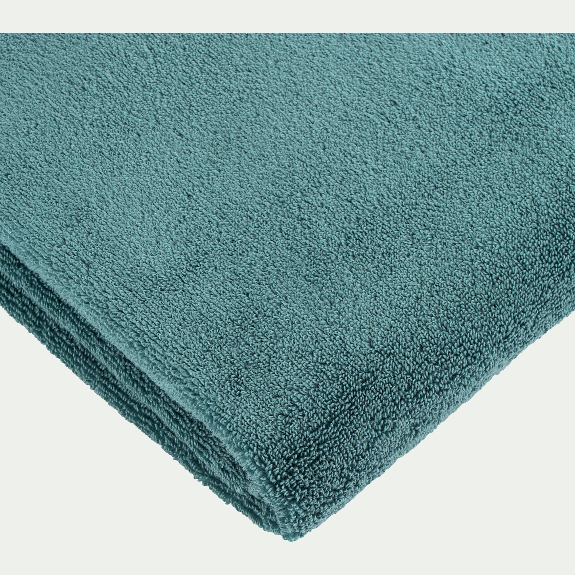 NOUN - Lot de 2 serviettes invité bouclette en coton - vert 30x50cm