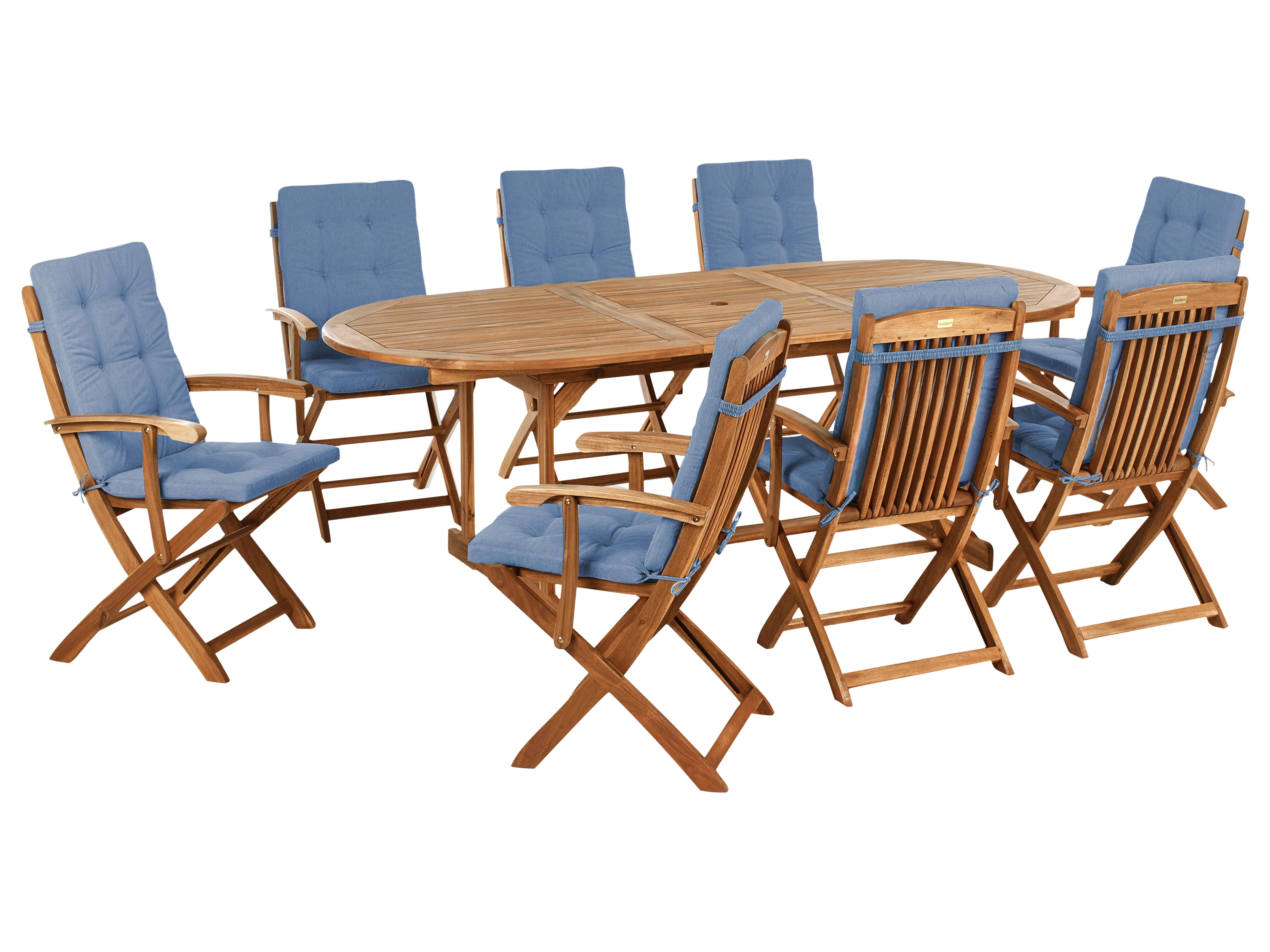Garden Dining Set 8 Seater MAUI PREMIUM Acacia Wood Blue