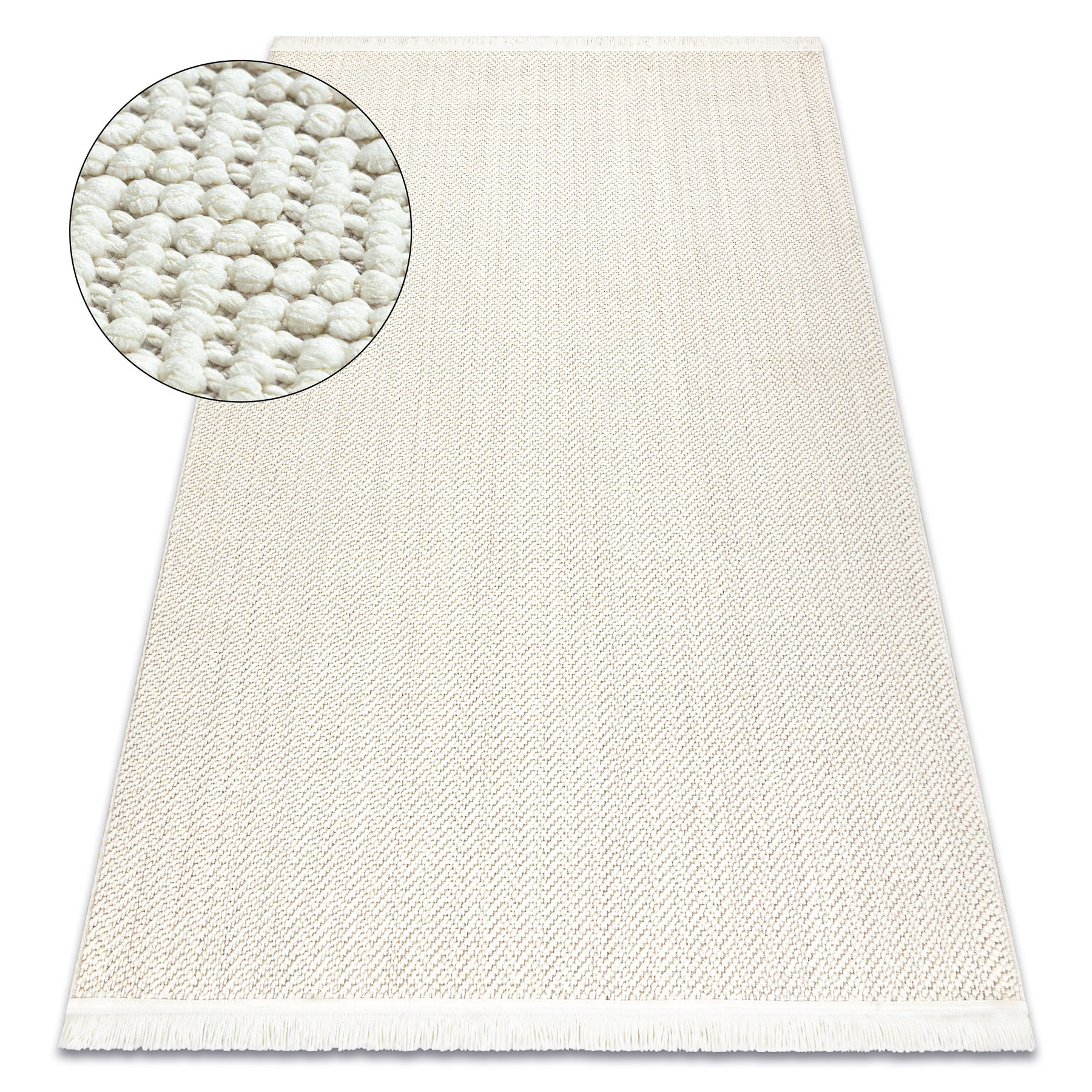 Dywan NANO FJ86B Jodełka, chevron, płasko tkany biały 80x150 cm