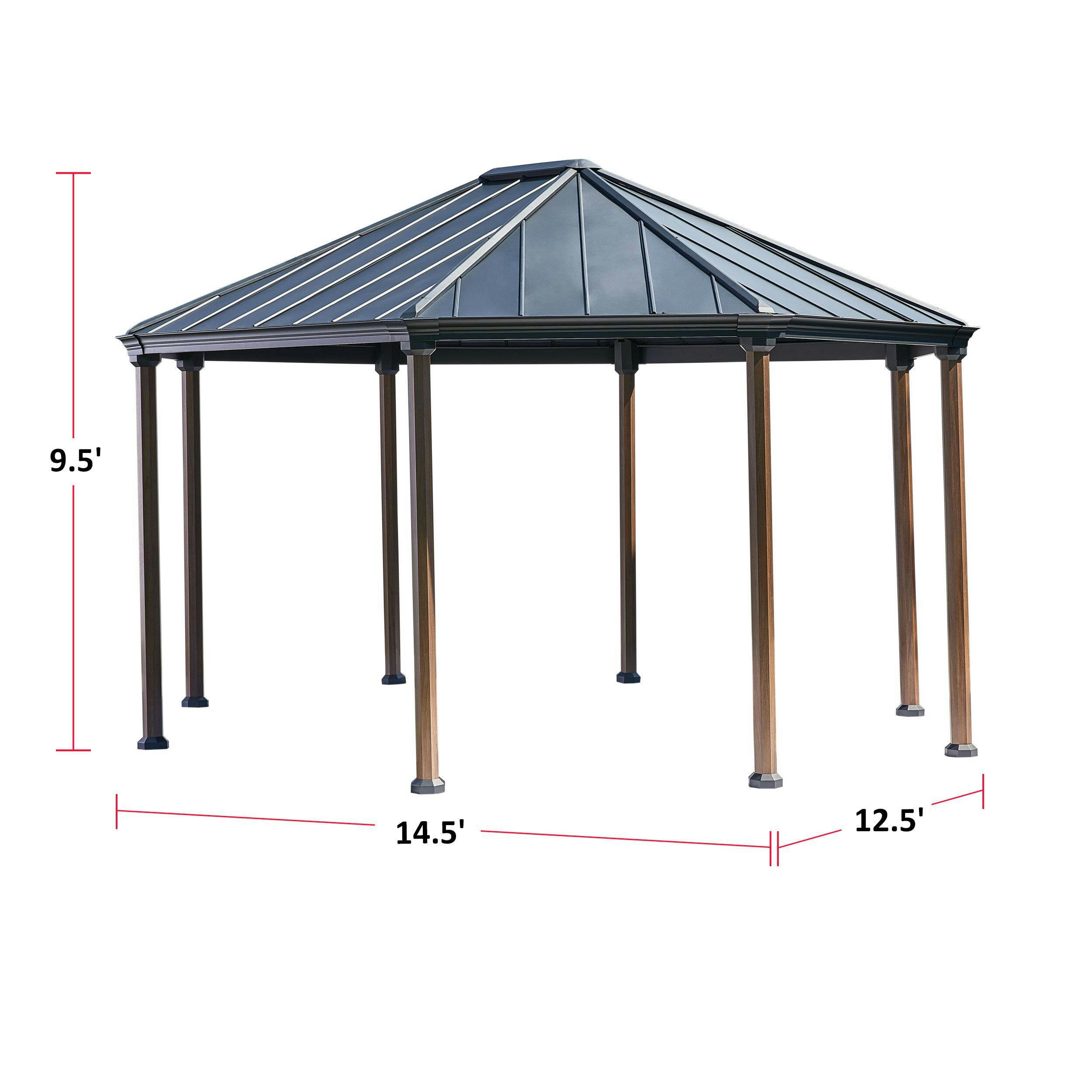 CANVAS Holbrook Octagonal Outdoor/Patio Hard-Top Gazebo, 14.5x12.5-ft