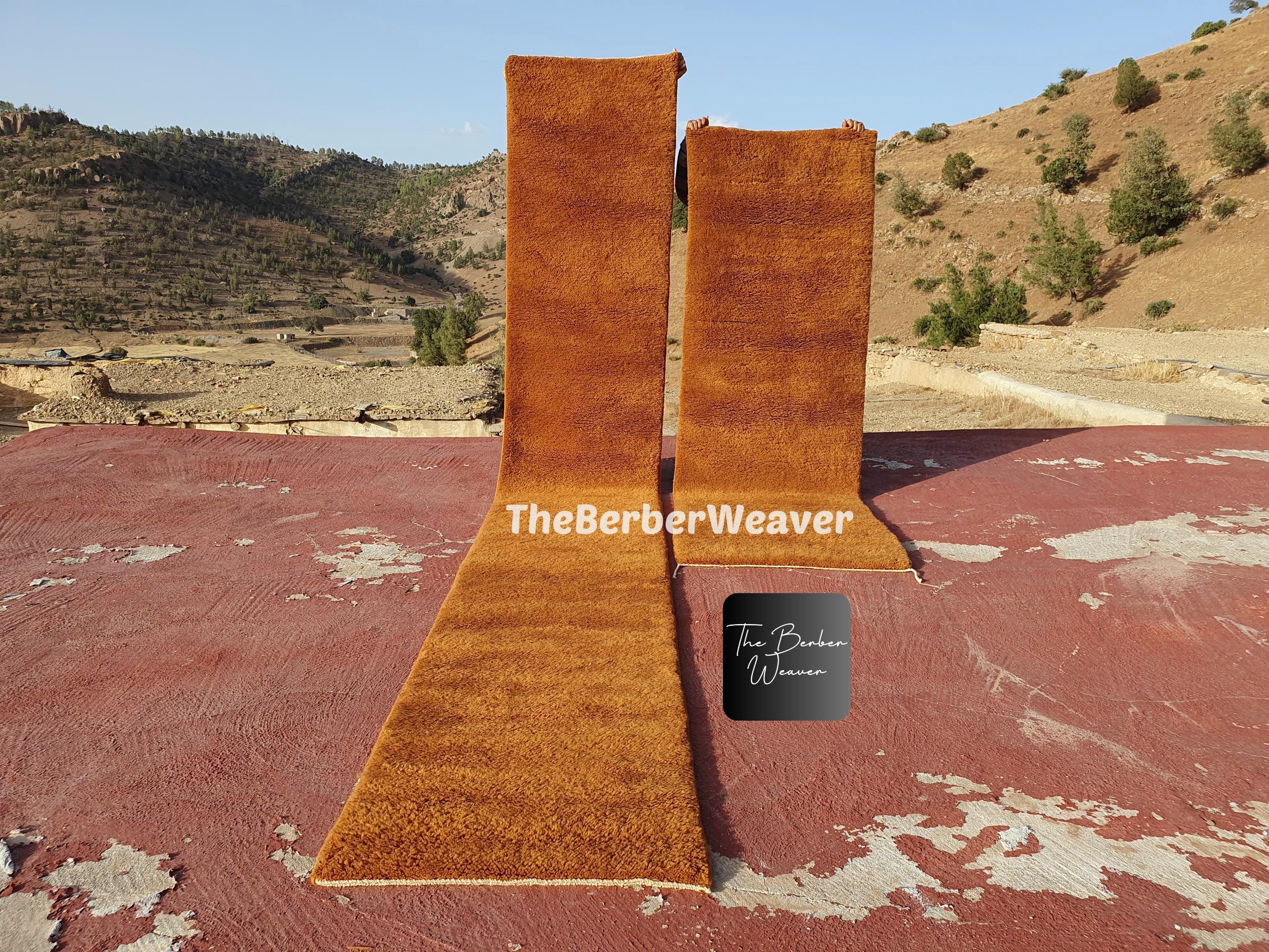 Customizable Moroccan Wool Runner Rug, Beni Mrirt Long Runner, Burnt Orange Berber Rug, Hallway Runner, Custom Size and Color