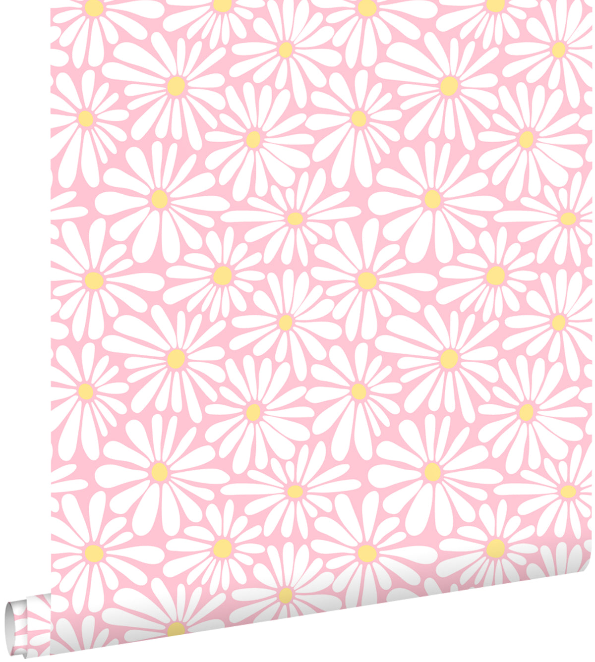 ESTAhome behang madeliefjes licht roze en geel - 50 x 900 cm - 131813
