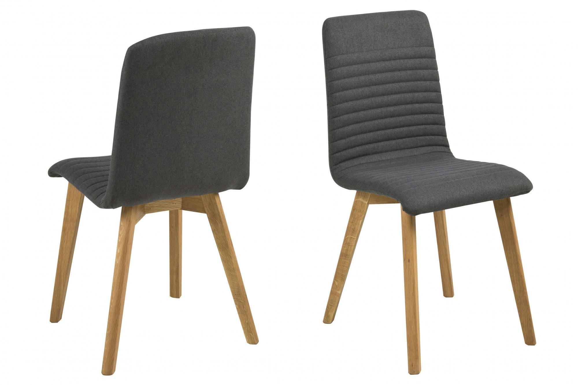 ROSA - Lot de 2 chaises tissu et bois chêne