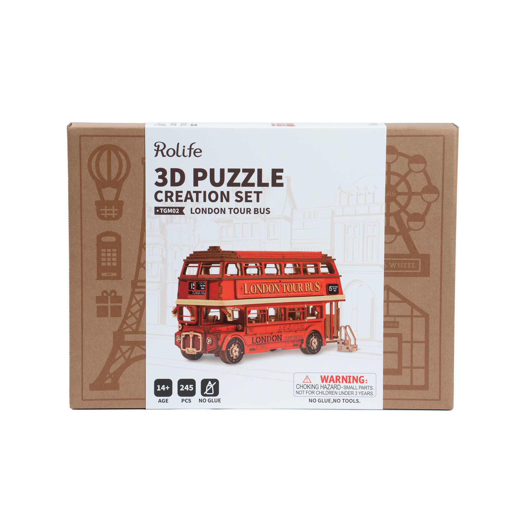Rolife London Tour Bus 3D Wooden Puzzle Kit