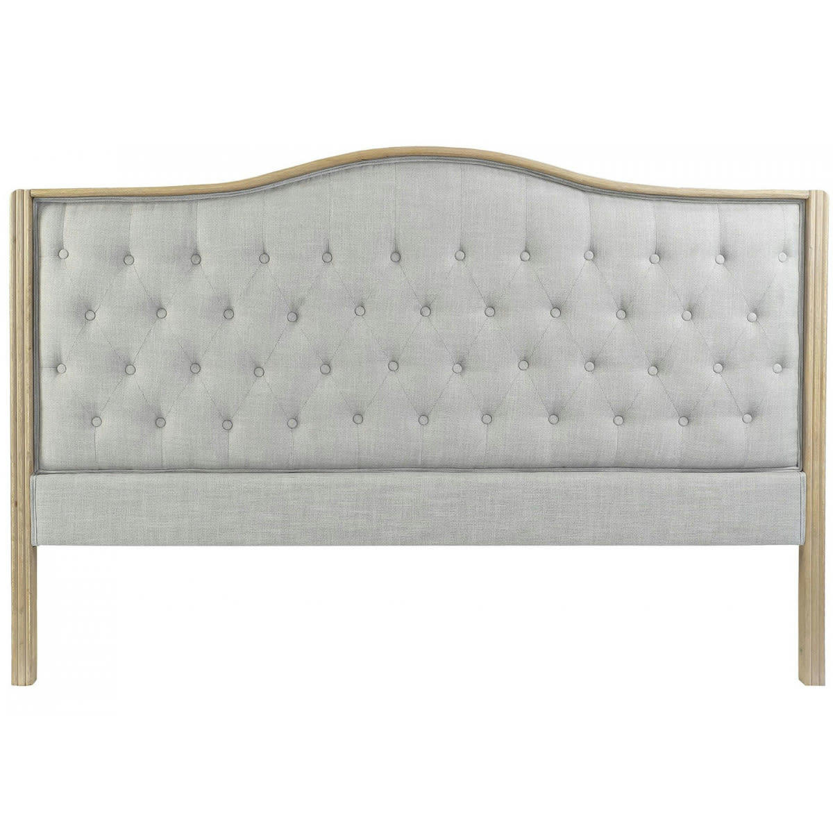LIN - Tête de lit classique en bois et tissu capitonné lin gris 180cm