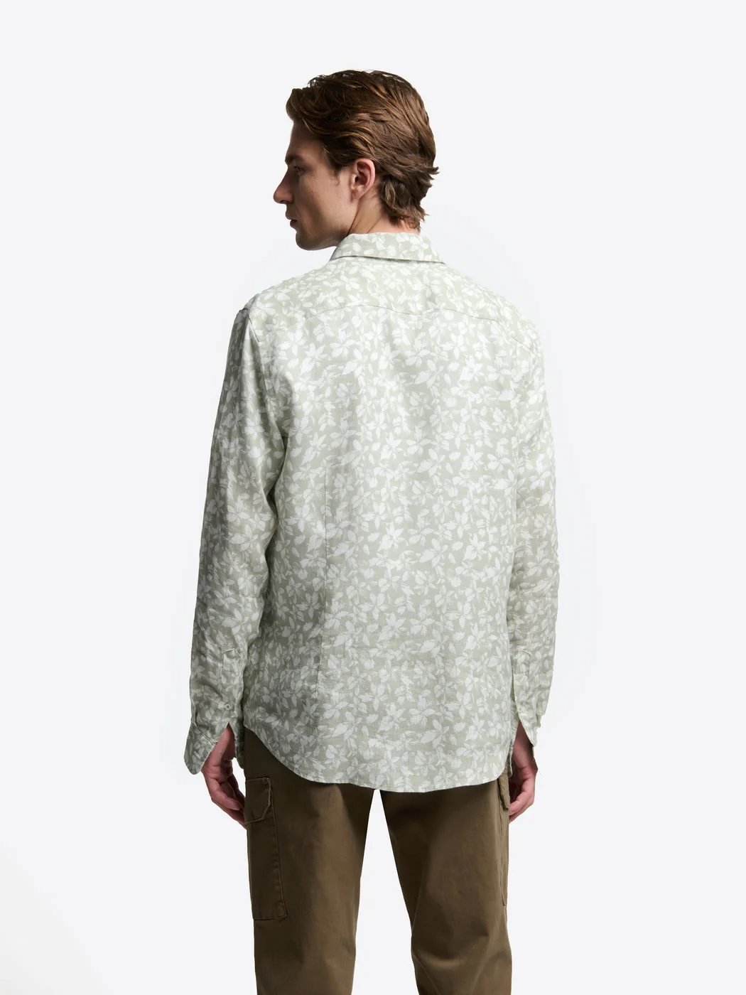 Chemise slim fleurie en lin