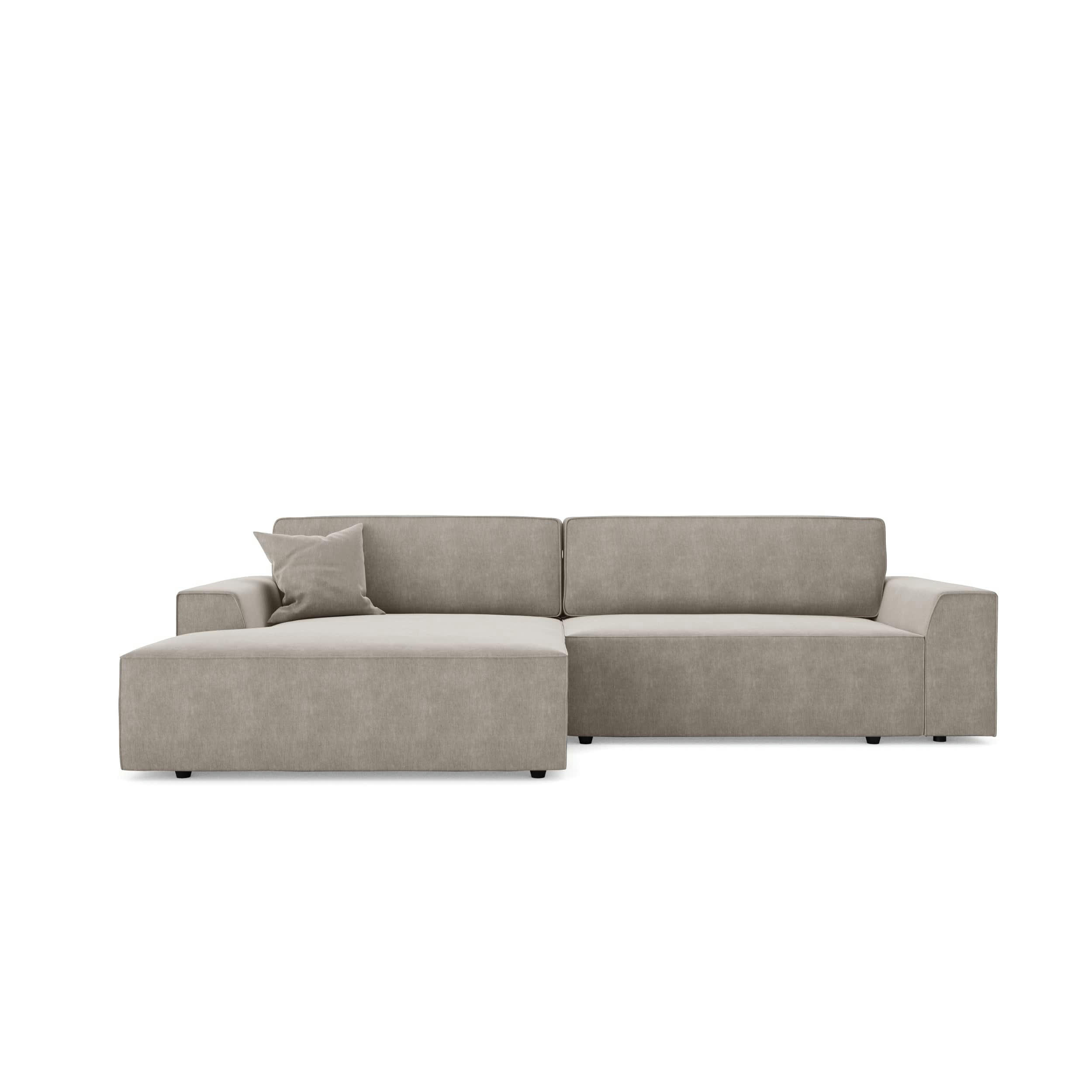 ELIOTT - Canapé angle gauche convertible coffre velours taupe 300x174cm
