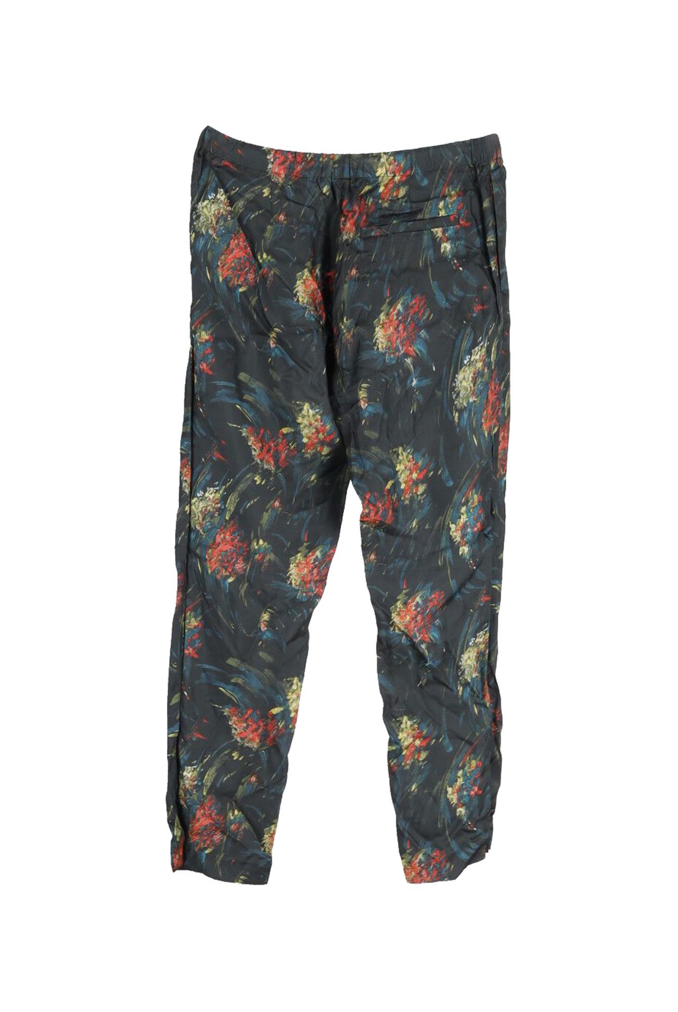 Dries Van Noten Preloved Floral Trousers in Black Viscose