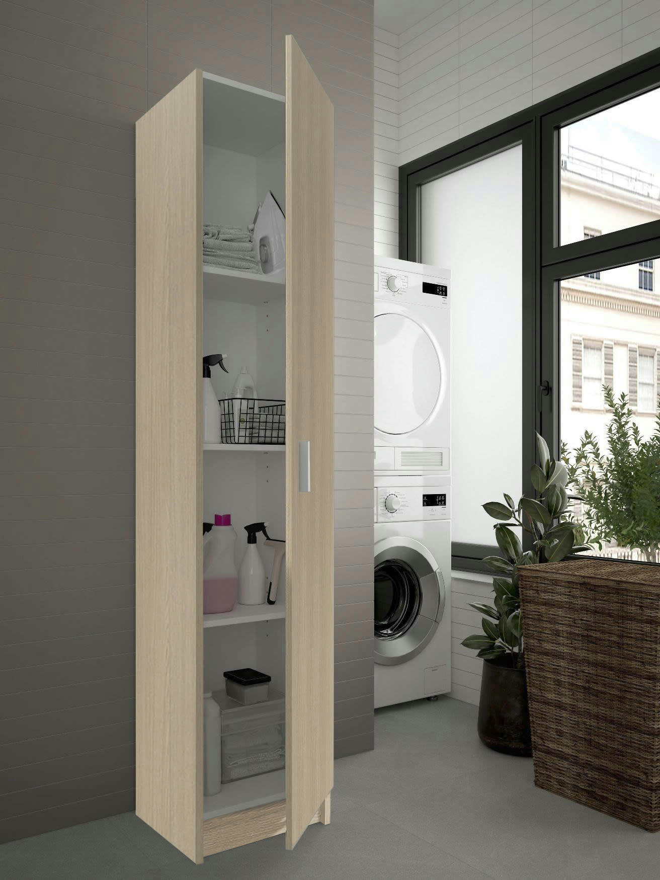 DIBELS - Armoire polyvalente avec 1 porte effet bois chêne