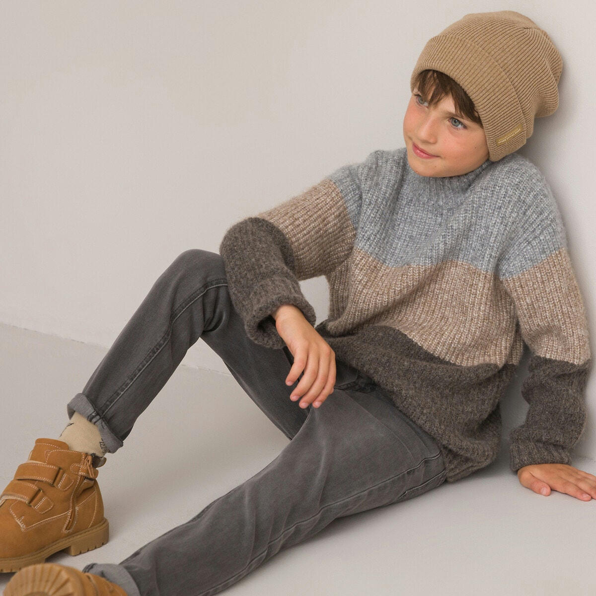 Pull col montant en grosse maille