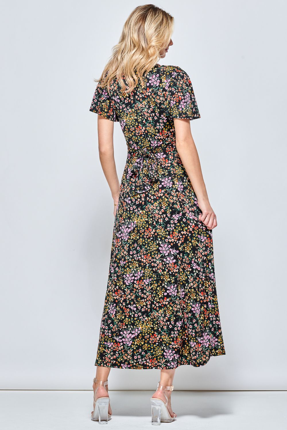 Jolie Moi V Neck Twist Front Jersey Maxi Dress